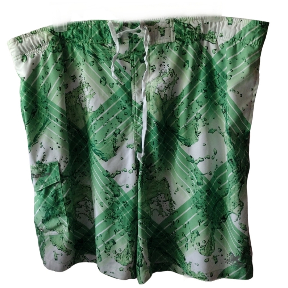 Ab) ZeroXposur Green Splash Print Swim Trunks | Size XLBold, Lightweight…